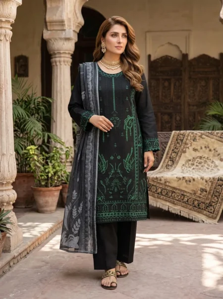 Naira Black Emerald Embroidered 3PC Suit