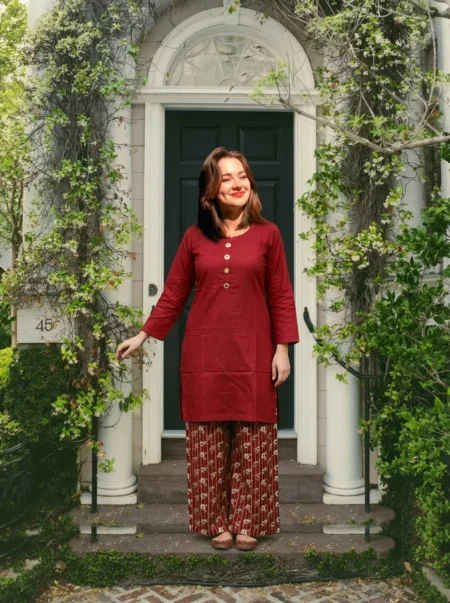 Maroon Floral Trouser 2PC Suit40% off of 6,300