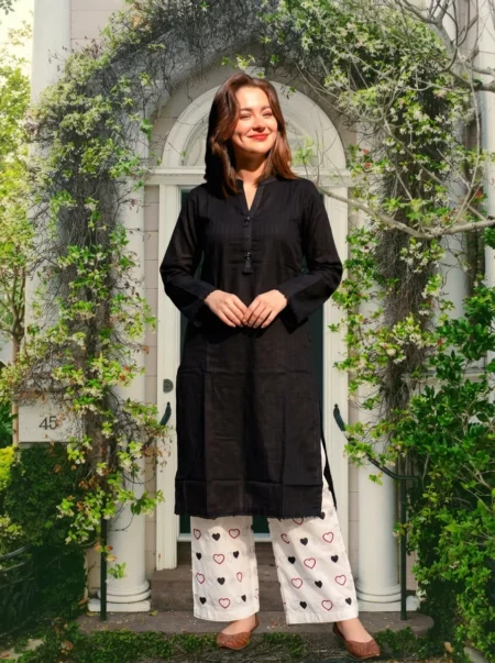 Black Heart Print 2PC Suit