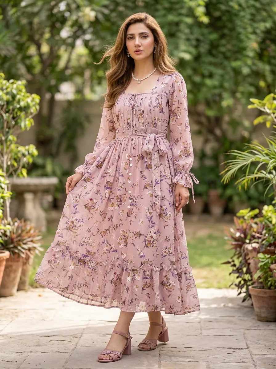 Ayla Mauve Floral Lace Maxi