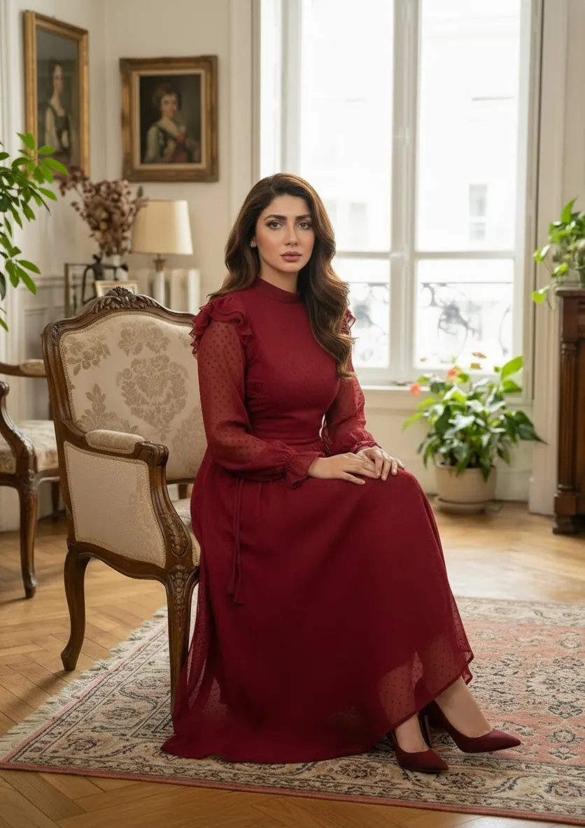 Mehr Maroon Lace Maxi - Image 2
