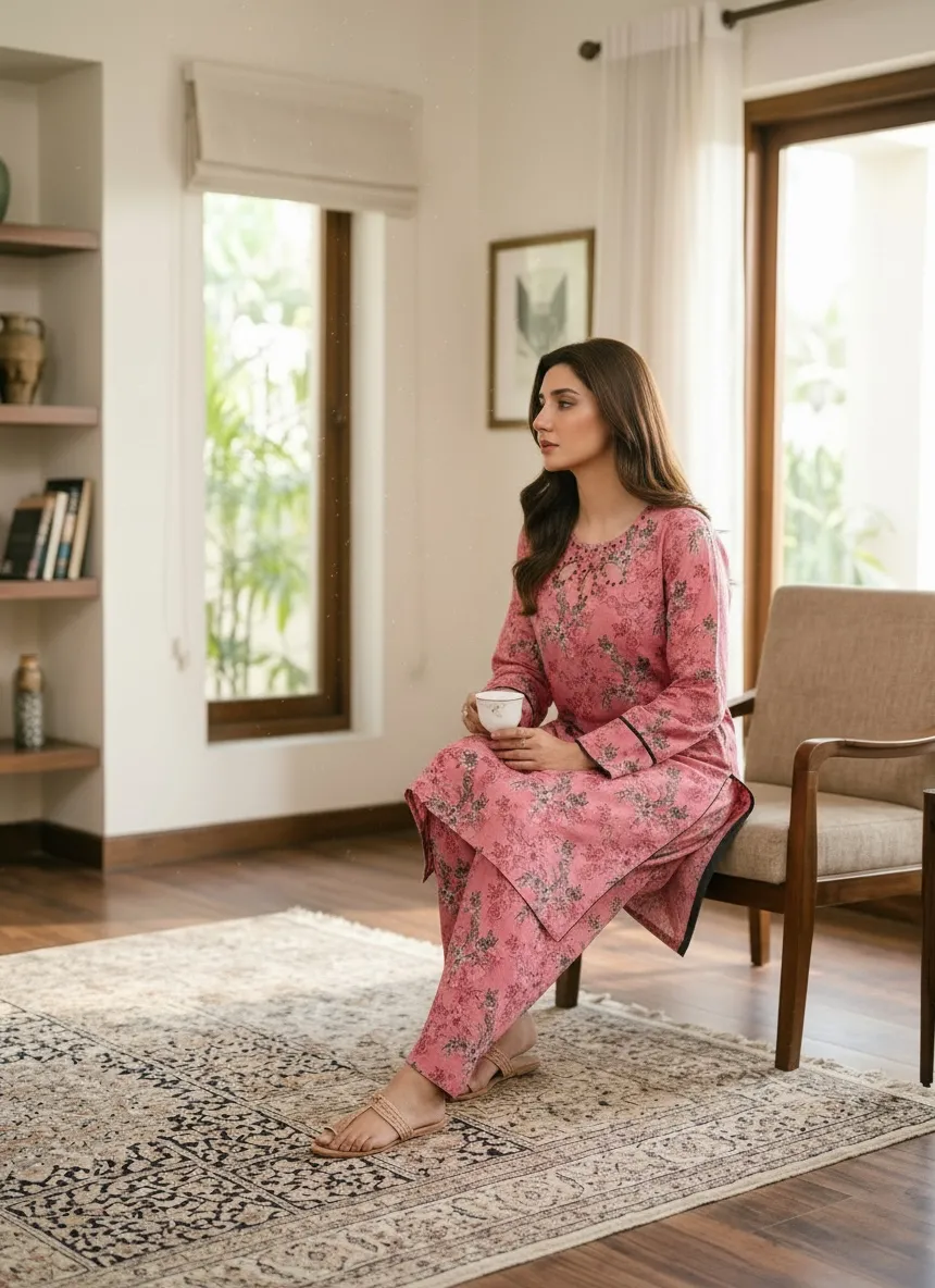 Alina Rose Pink Floral 2PC Suit - Image 3