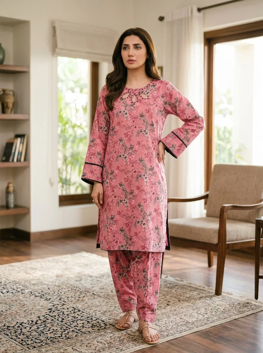 Alina Rose Pink Floral 2PC Suit