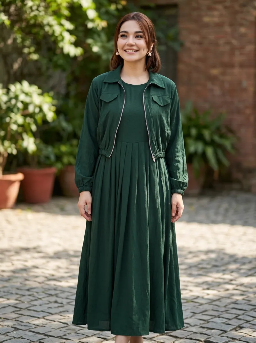 Green Jacket Style Maxi