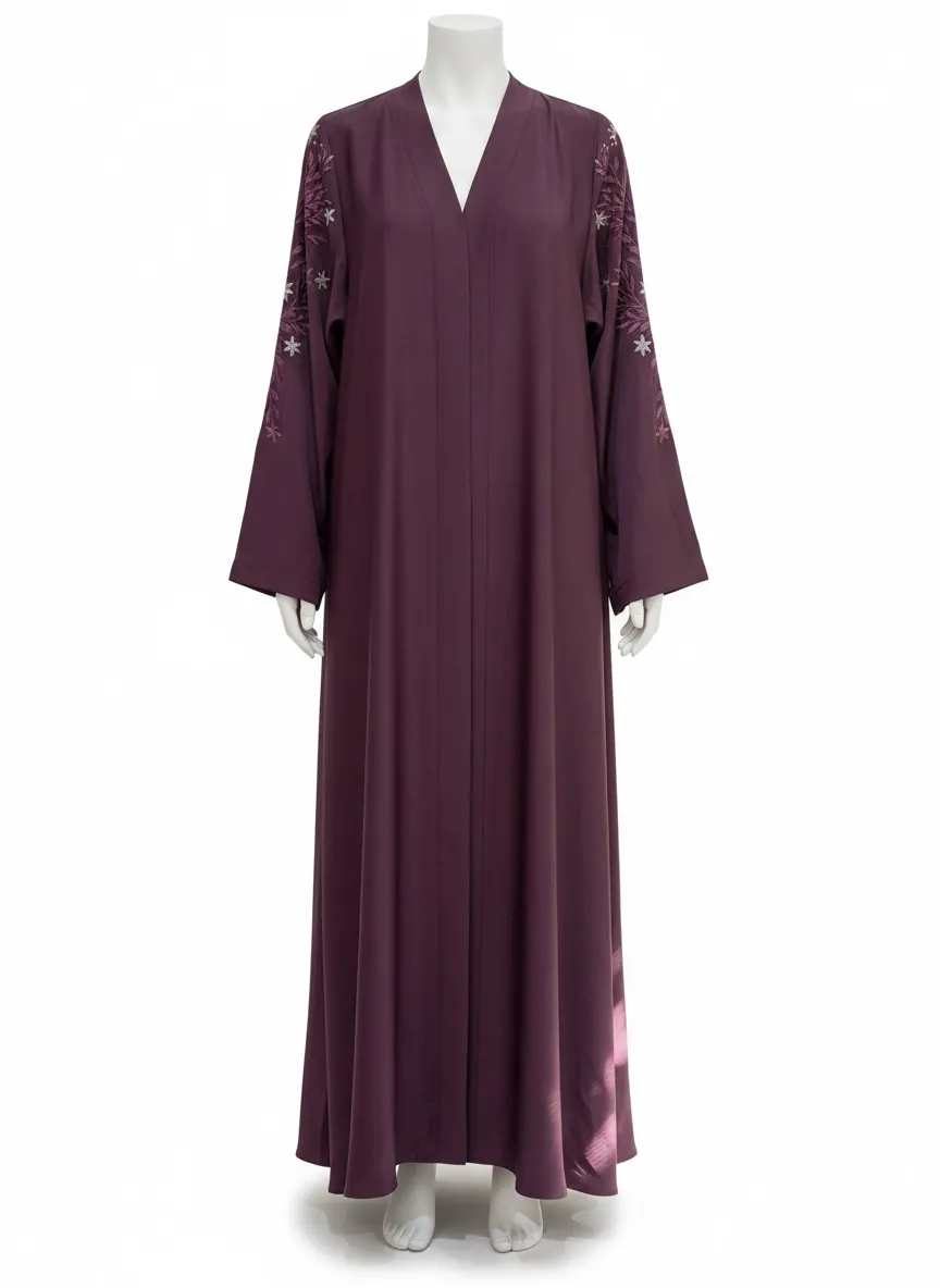 Dusty Plum Floral Sleeve Nida Abaya